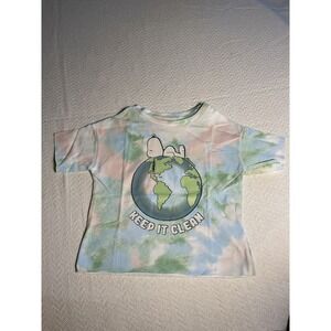Peanuts Snoopy Earth Tie Dye T-Shirt Kids XS Keep It Clean Graphic Tee